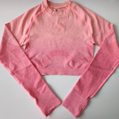 Women Ombre Cropped Long Sleeve - Fitnetic
