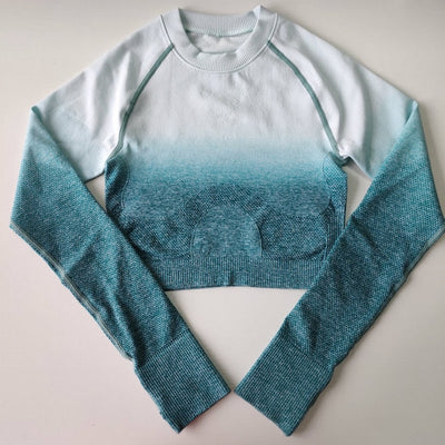 Women Ombre Cropped Long Sleeve - Fitnetic