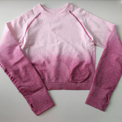 Women Ombre Cropped Long Sleeve - Fitnetic
